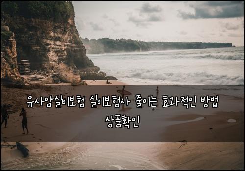 유사암실비보험 실비보험사 줄이는 효과적인 방법 상품확인