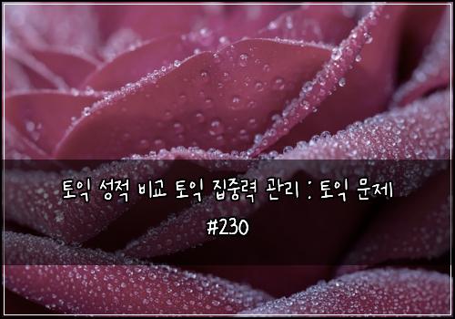 토익 성적 비교 토익 집중력 관리 : 토익 문제 #230