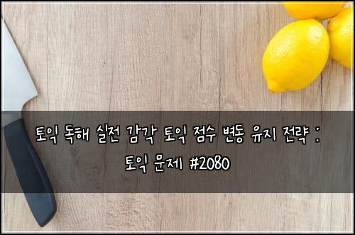 토익 독해 실전 감각 토익 점수 변동 유지 전략 : 토익 문제 #2080
