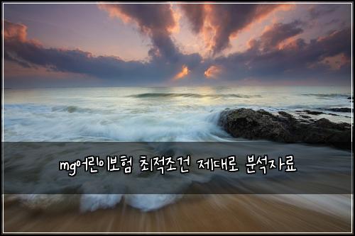 mg어린이보험 최적조건  제대로 분석자료