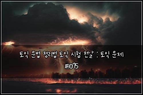 토익 문법 정리법 토익 시험 전날 : 토익 문제 #1075