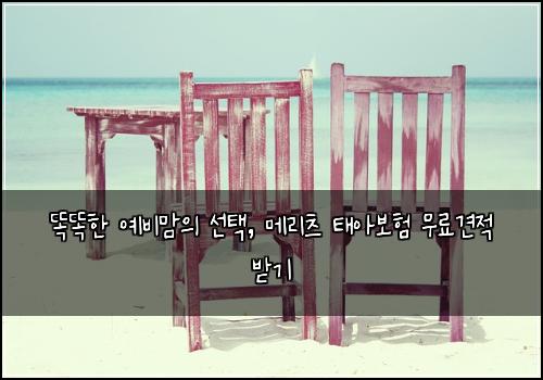  똑똑한 예비맘의 선택, 메리츠 태아보험 무료견적 받기