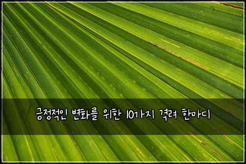 ๊ธ์ ์ ์ธ ๋ณํ๋ฅผ ์ํ 10๊ฐ์ง ๊ฒฉ๋ ค ํ๋ง๋