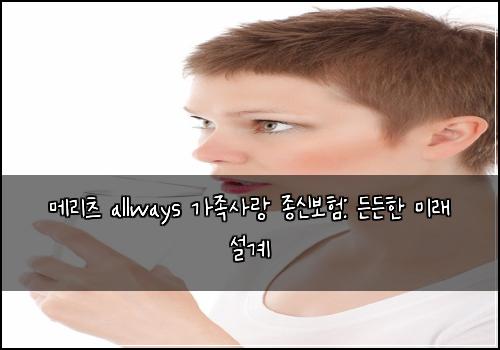 메리츠 allways 가족사랑 종신보험: 든든한 미래 설계