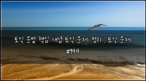 토익 문법 핵심 개념 토익 문제 정리 : 토익 문제 #944