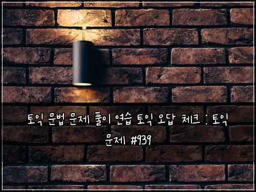 토익 문법 문제 풀이 연습 토익 오답 체크 : 토익 문제 #939