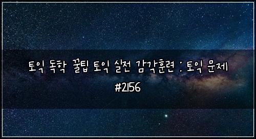 토익 독학 꿀팁 토익 실전 감각훈련 : 토익 문제 #2156
