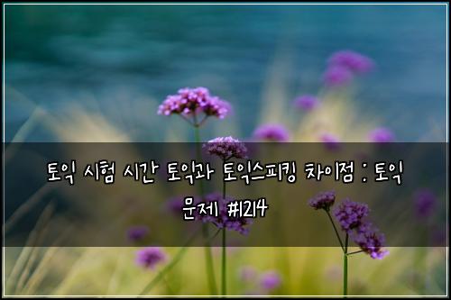 토익 시험 시간 토익과 토익스피킹 차이점 : 토익 문제 #1214