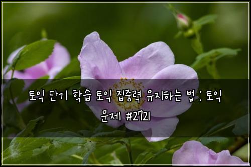 토익 단기 학습 토익 집중력 유지하는 법 : 토익 문제 #2721