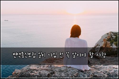 변액종신보험 실비 가입 전 꼭 알아야 할 사항