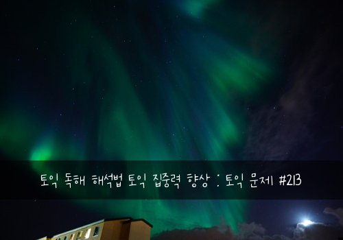 토익 독해 해석법 토익 집중력 향상 : 토익 문제 #213