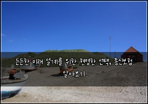  든든한 미래 설계를 위한 현명한 선택, 종신보험 알아보기