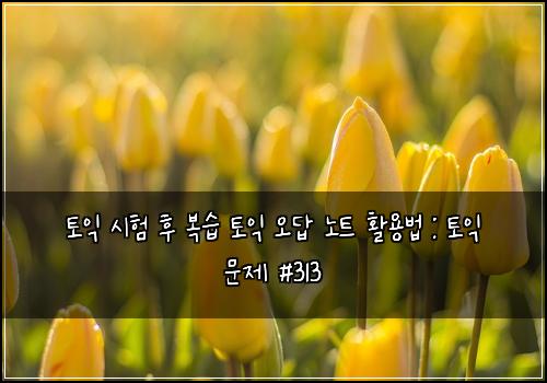 토익 시험 후 복습 토익 오답 노트 활용법 : 토익 문제 #313