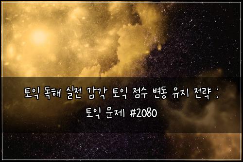 토익 독해 실전 감각 토익 점수 변동 유지 전략 : 토익 문제 #2080