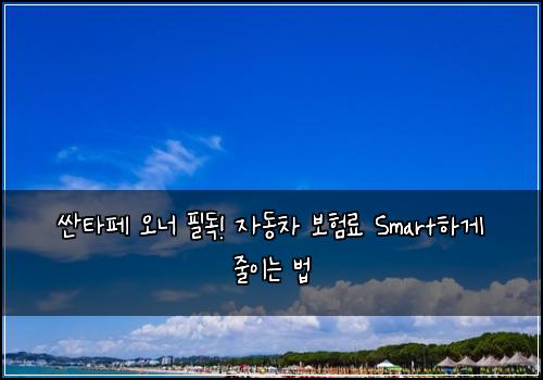  싼타페 오너 필독! 자동차 보험료 Smart하게 줄이는 법