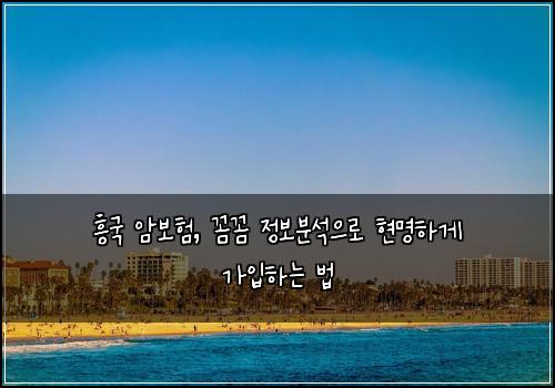 흥국 암보험, 꼼꼼 정보분석으로 현명하게 가입하는 법