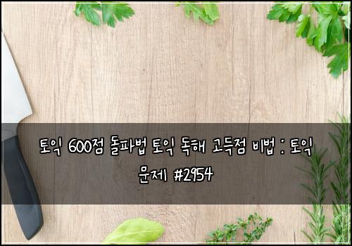 토익 600점 돌파법 토익 독해 고득점 비법 : 토익 문제 #2954