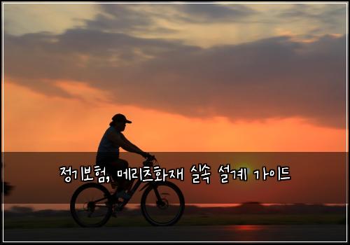 정기보험, 메리츠화재 실속 설계 가이드