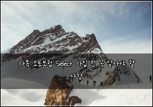 가족 오토보험 Select 가입 전 꼭 알아야 할 사항