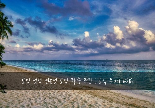 토익 성적 변동성 토익 학습 루틴 : 토익 문제 #216