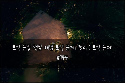 토익 문법 핵심 개념 토익 문제 정리 : 토익 문제 #944
