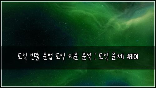 토익 빈출 문법 토익 지문 분석 : 토익 문제 #1101