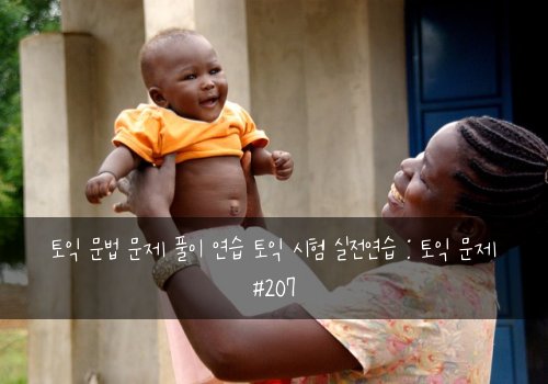 토익 문법 문제 풀이 연습 토익 시험 실전연습 : 토익 문제 #207