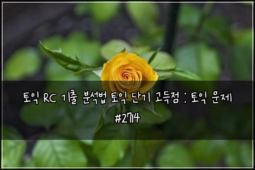 토익 RC 기출 분석법 토익 단기 고득점 : 토익 문제 #2714