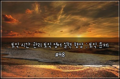 토익 시간 관리 토익 영어 실력 향상 : 토익 문제 #418