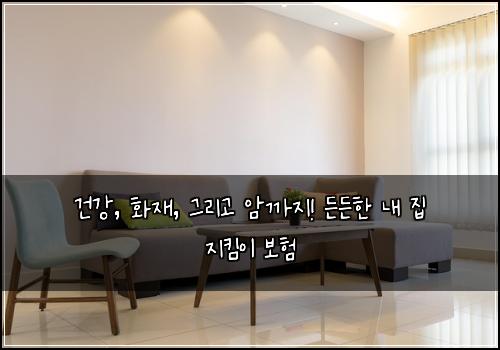  건강, 화재, 그리고 암까지! 든든한 내 집 지킴이 보험