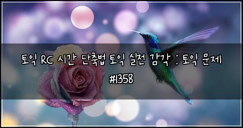 토익 RC 시간 단축법 토익 실전 감각 : 토익 문제 #1358