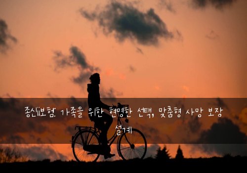 종신ii보험: 가족을 위한 현명한 선택, 맞춤형 사망 보장 설계