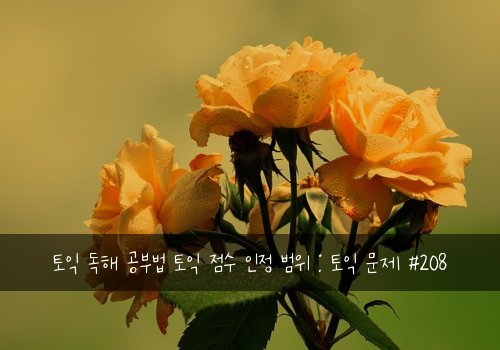 토익 독해 공부법 토익 점수 인정 범위 : 토익 문제 #208