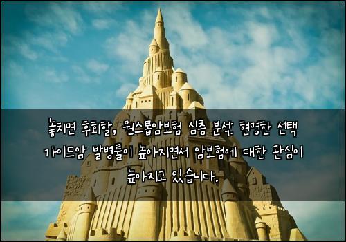  놓치면 후회할, 원스톱암보험 심층 분석: 현명한 선택 가이드

암 발병률이 높아지면서 암보험에 대한 관심이 높아지고 있습니다.