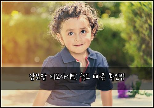 암보장 비교사이트: 쉽고 빠른 확인법
