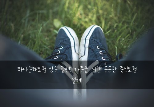하나손해보험 상속 플랜: 가족을 위한 든든한 종신보험 설계