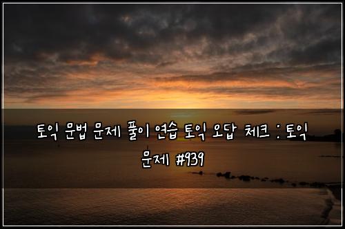 토익 문법 문제 풀이 연습 토익 오답 체크 : 토익 문제 #939