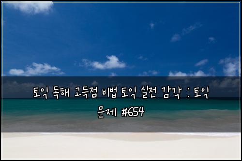 토익 독해 고득점 비법 토익 실전 감각 : 토익 문제 #654
