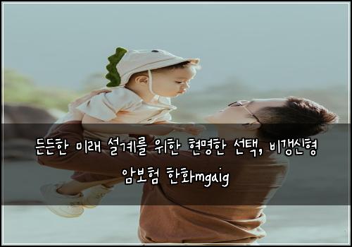 든든한 미래 설계를 위한 현명한 선택, 비갱신형 암보험 한화mgaig
