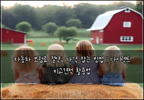  자동차 보험료 절약, 가격 잡는 방법 : 다이렉트 비교견적 활용법