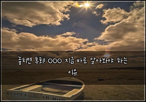  놓치면 후회! OOO 지금 바로 알아봐야 하는 이유