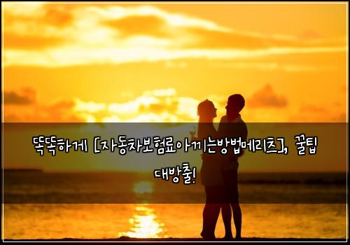  똑똑하게 [자동차보험료아끼는방법메리츠], 꿀팁 대방출!