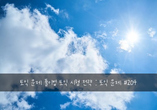 토익 문제 풀이법 토익 시험 전략 : 토익 문제 #204