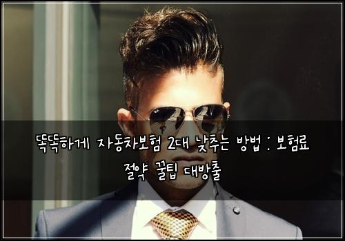  똑똑하게 자동차보험 2대 낮추는 방법 : 보험료 절약 꿀팁 대방출