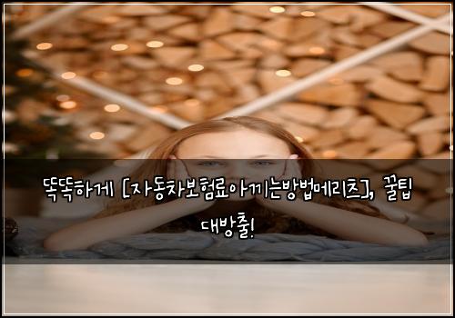  똑똑하게 [자동차보험료아끼는방법메리츠], 꿀팁 대방출!