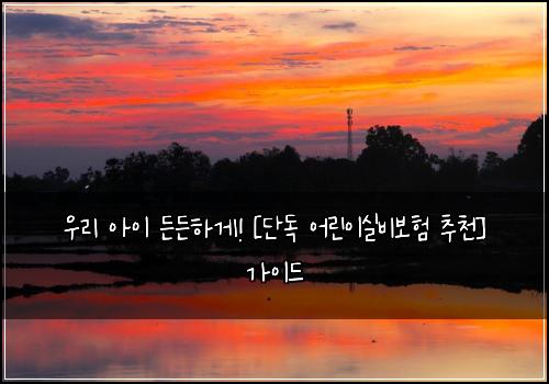  우리 아이 든든하게! [단독 어린이실비보험 추천] 가이드