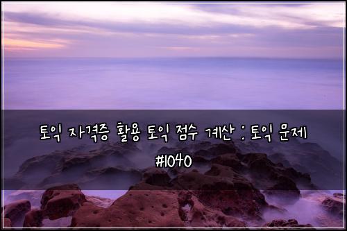 토익 자격증 활용 토익 점수 계산 : 토익 문제 #1040