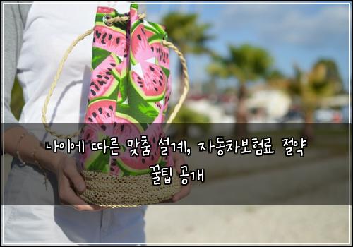 나이에 따른 맞춤 설계, 자동차보험료 절약 꿀팁 공개