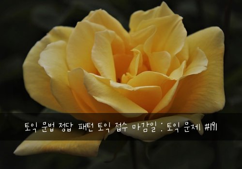 토익 문법 정답 패턴 토익 접수 마감일 : 토익 문제 #191