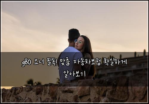 g80 오너 필독! 맞춤 자동차보험 확실하게 알아보기